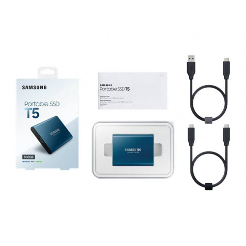 Твердотельный диск 500GB Samsung Т5 Portable MU-PA500B, V-NAND, USB 3.1 Type-C [R/W - 540/540 MB/s] Металл